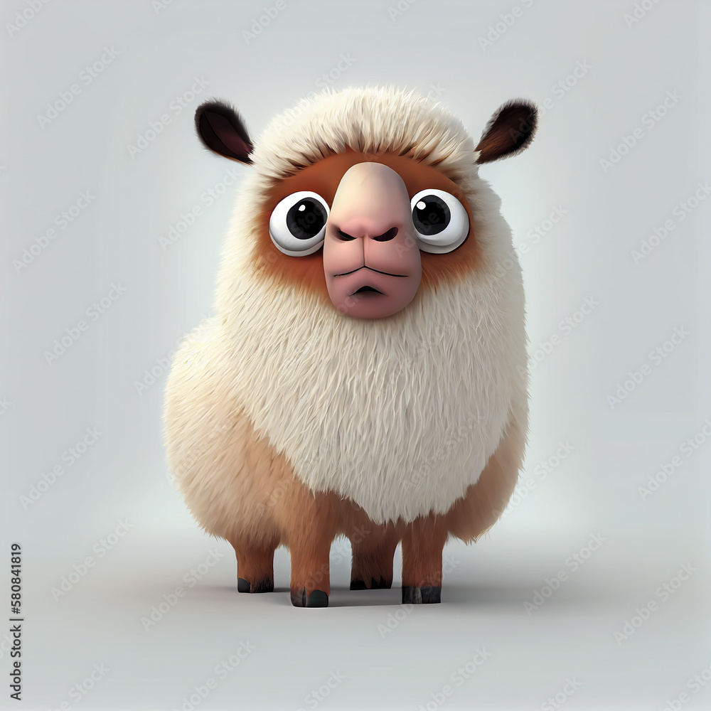 Obraz premium Adorable Llama character isolated on white background. Generative AI
