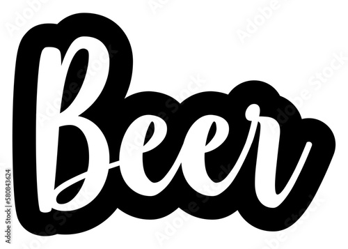 Logo cervecería. Contorno de letras de la palabra beer en texto manuscrito