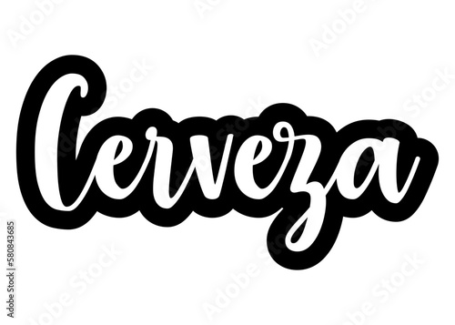 Logo cervecería. Contorno de letras de la palabra cerveza en texto manuscrito en español
