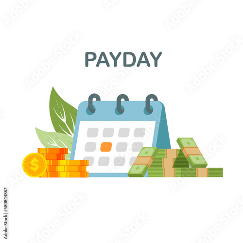 Payment date or payday concept. Financial bill calendar. Deadline. Vector illustration isolated on white background. photo