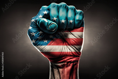 Human hand protect american flag. Freedom concept , generative artificial intelligence