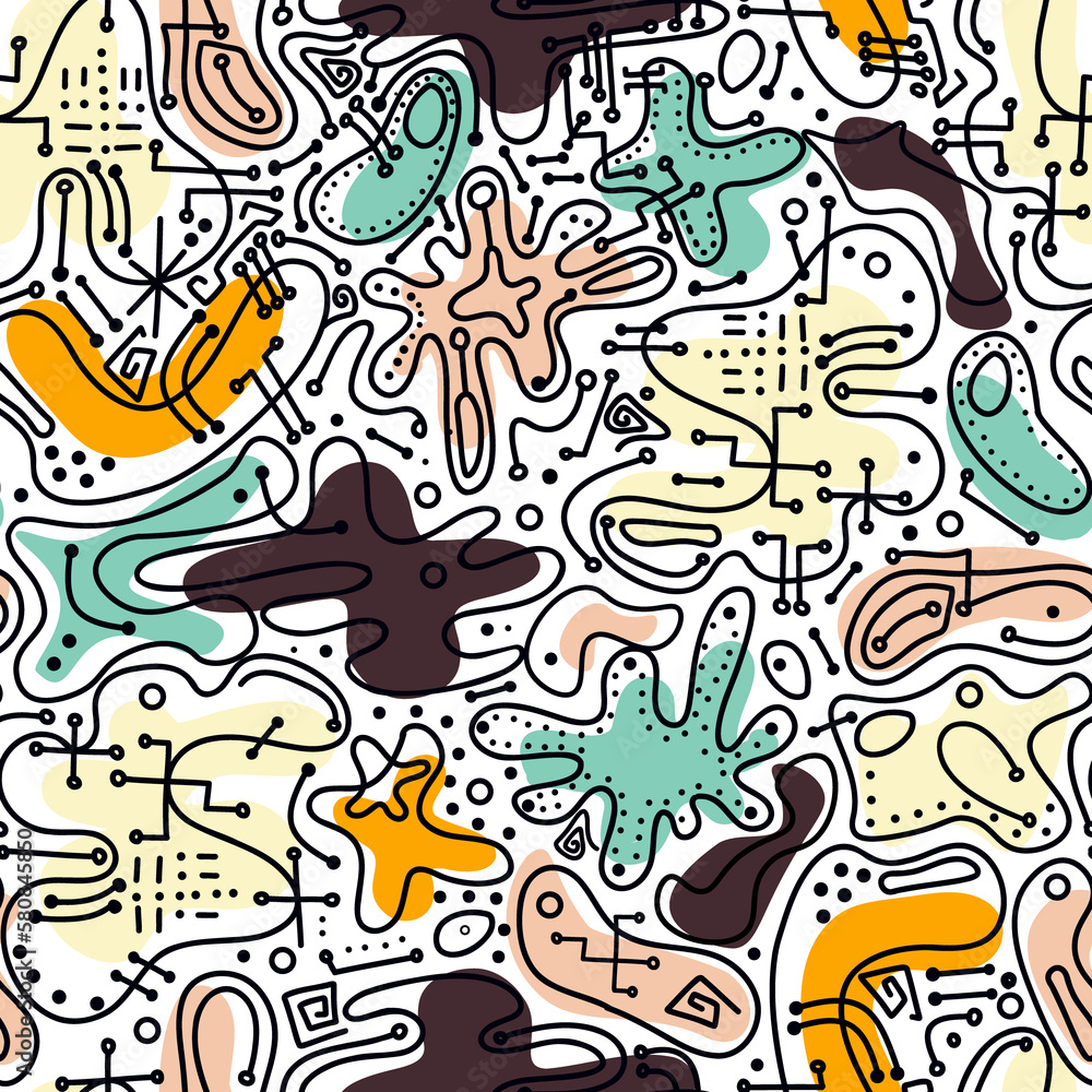 Abstract seamless pattern with microchips