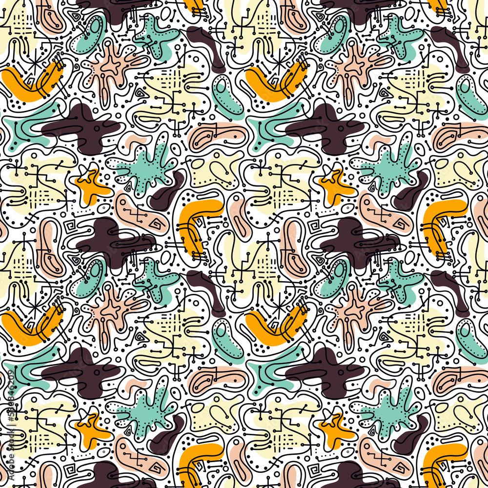 Naklejka premium Abstract seamless pattern with microchips
