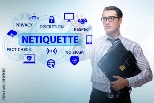 Concept of etiquette and netiquette photo