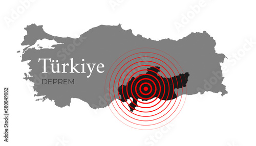Turkey, earthquake February 6, 2023. Vector Illustration of the Map of Turkey on White Background. EPS 10