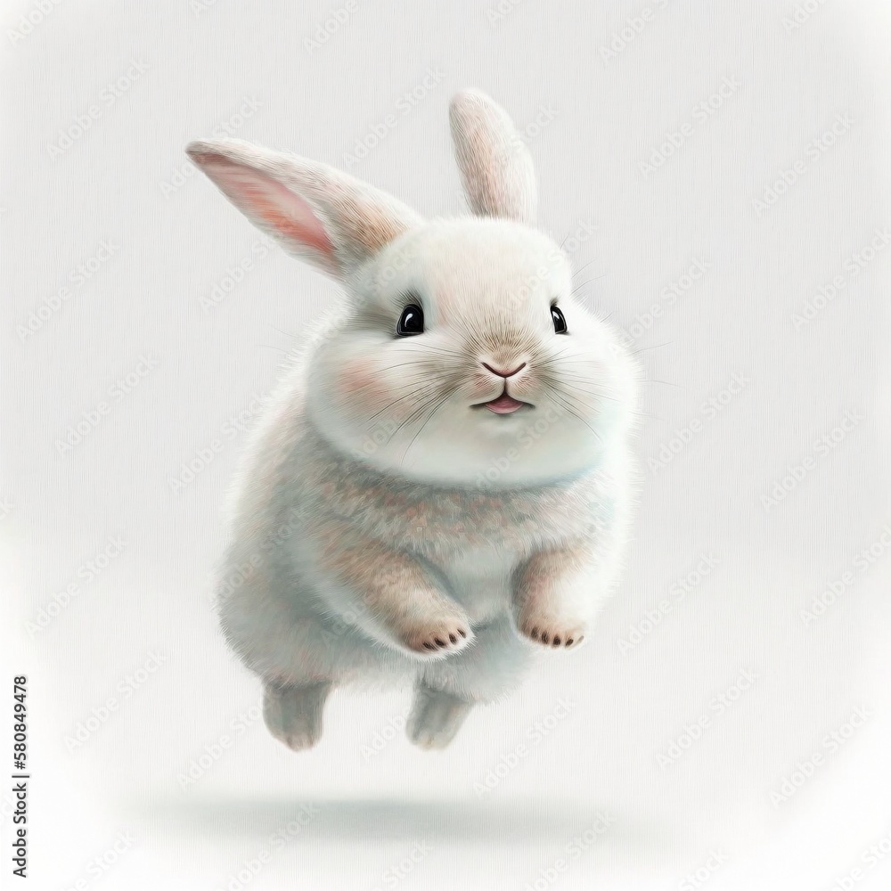 Jumping white bunny, Generative AI