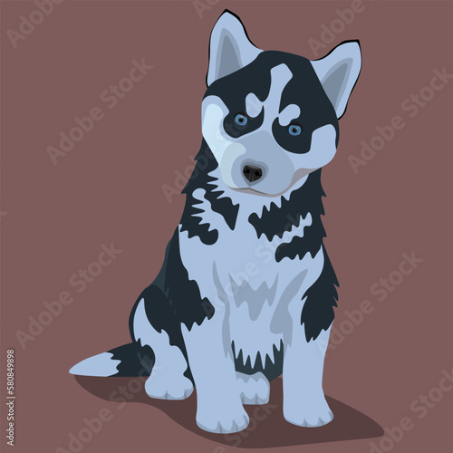 Cute puppy dog husky breed. Vector illustration