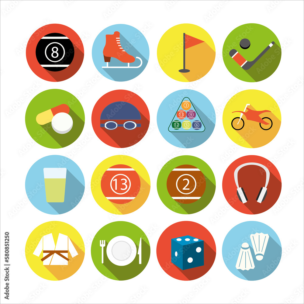 Set of flat sports icons