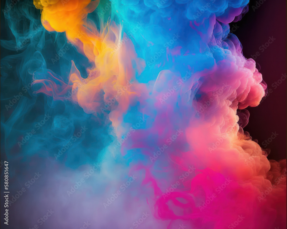 Vibrant Multicolored Smoke Texture: A Modern Design for Eye-Catching Advertising and Gadget Wallpapers, Generative AI.