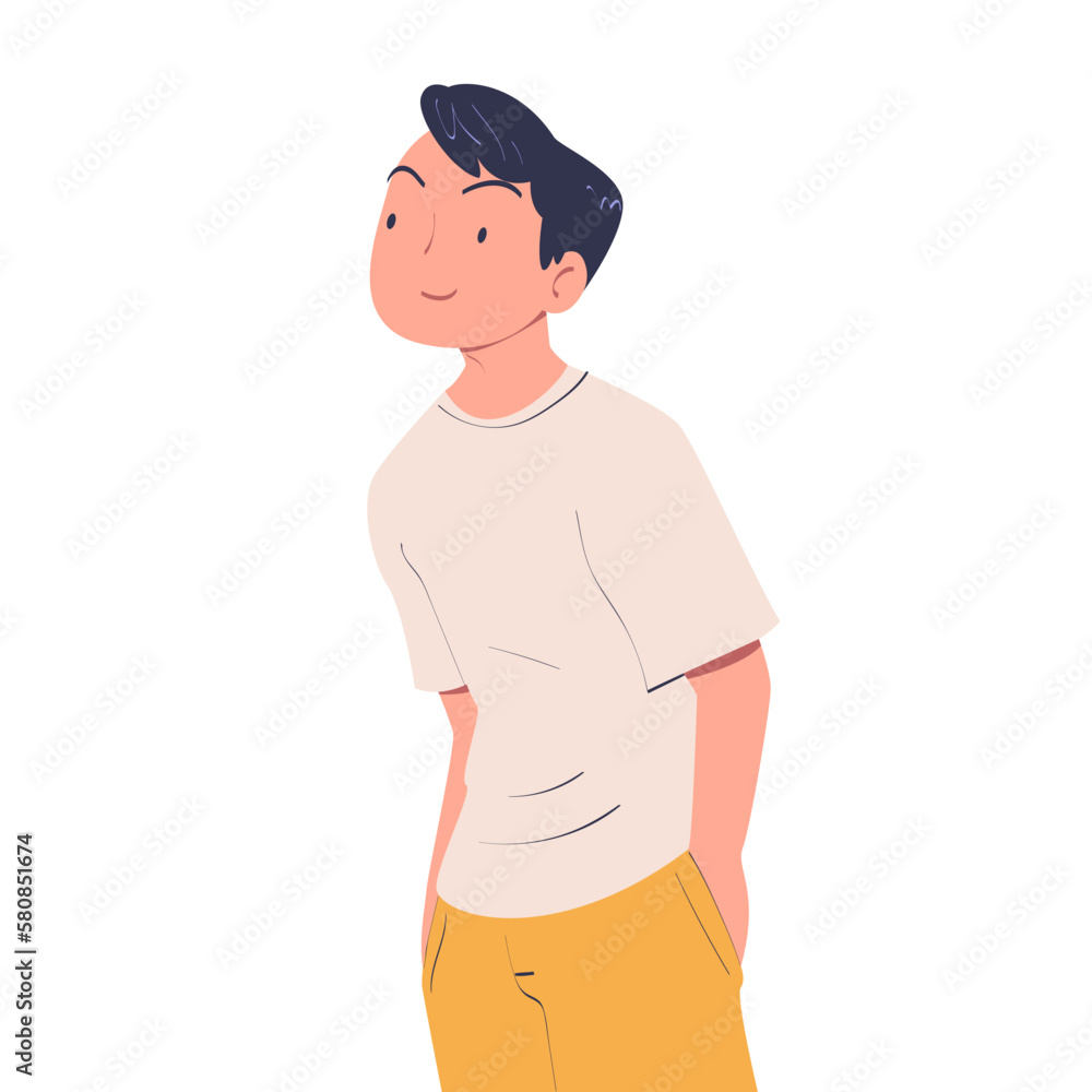 Fototapeta premium Man Character Dreaming Imagining and Fantasizing Something Vector Illustration