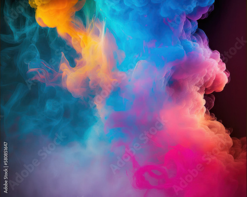 Vibrant Multicolored Smoke Texture: A Modern Design for Eye-Catching Advertising and Gadget Wallpapers, Generative AI.