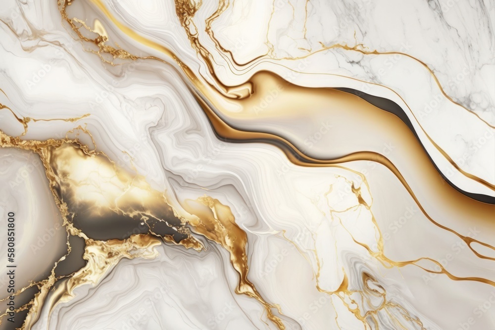 Transform Your Home with Luxurious Natural White and Gold Marble Texture for Creative Stone Ceramic Art Wall Interiors Design, Generative AI.