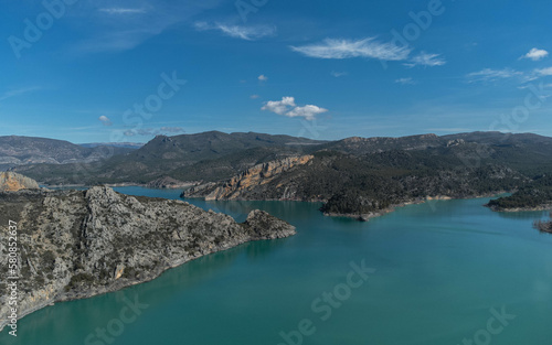 Lake between mountains in Lleida, Spain photo