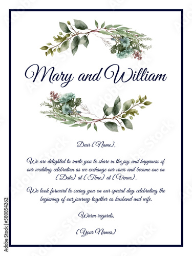 Wedding invitation card with text. Vector stock illustration eps10.