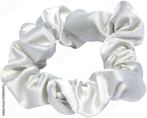 white silk scrunchie  isolated on transparent or white background, png, mockup