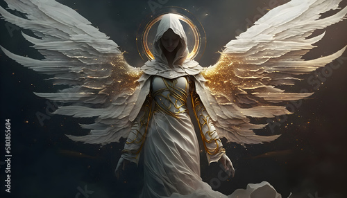 Fotografie, Obraz angel with wings faceless -AI Generative
