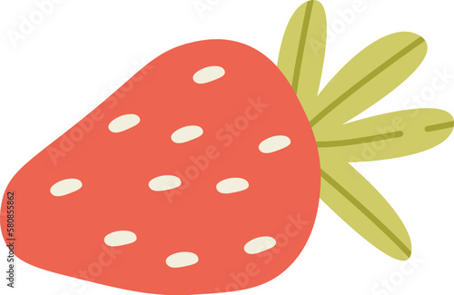 Strawberry in chocolate flat illustration Tasty red berry