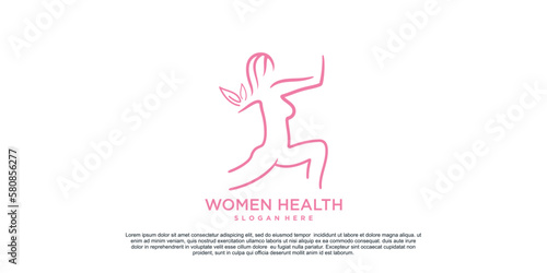 Woman health logo design and woman slim body unique concept Premium Vector Part 3