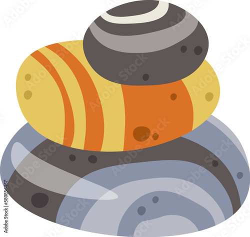 Gravity stacked rock sculptures flat illustration Stones with pattern