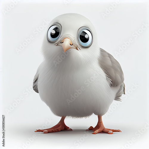 Adorable baby Pigeon character isolated on white background. Generative AI