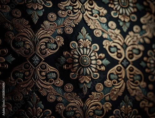 Royal vintage Victorian Gothic background Rococo venzel and whorl created with Generative AI technology