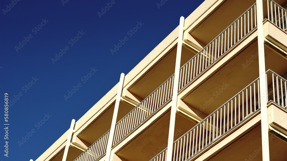 Fototapeta premium building facade with metal railings