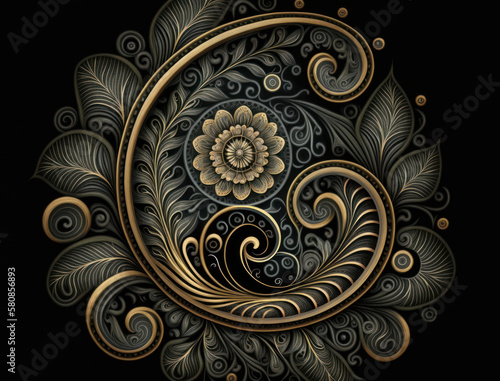 Royal vintage Victorian Gothic background Rococo venzel and whorl created with Generative AI technology