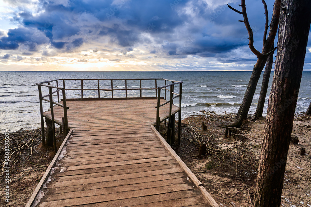 The Dutchman's Cap Nature Trail in Lithuania. A place with a steep cliff on the Baltic Sea coast