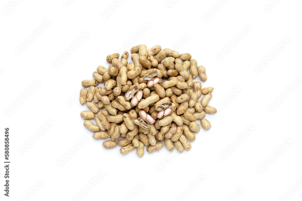Raw peanuts on white background. Raw peanuts on white background.