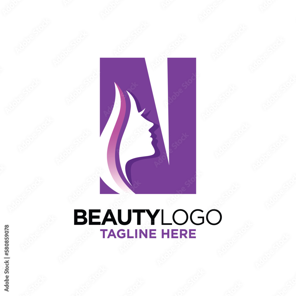 Letter N Beauty Face Logo Design Template Inspiration, Vector ...