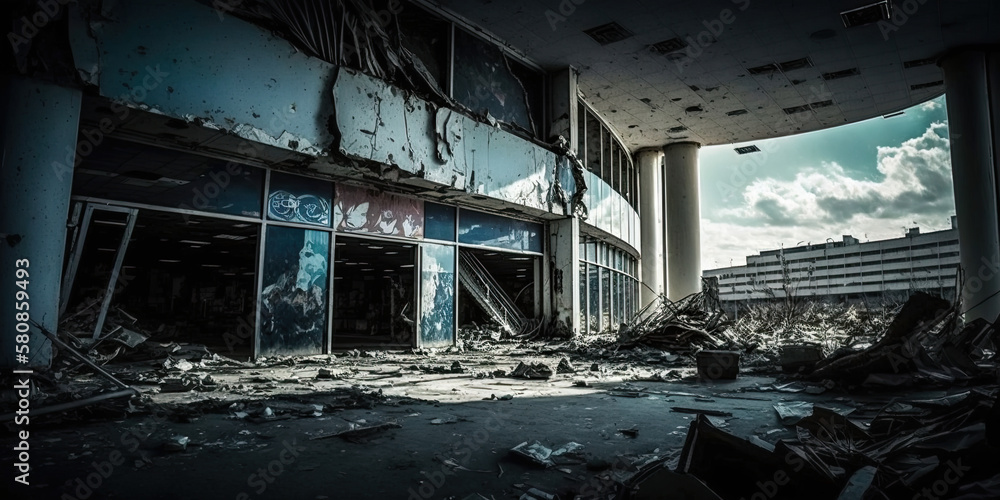 War of Russia against Ukraine. A residential building, generative artificial intelligence War of Russia against Ukraine. A residential building, generative artificial intelligence