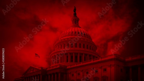 US Capitol Red Abstract, Politics, Conflict photo