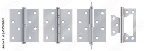 Section of steel door hinges. Door hinges vector