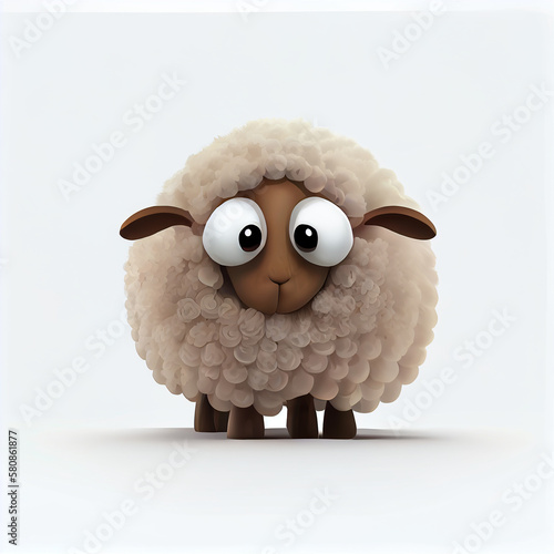 Cute cartoon Sheep character isolated on white background. Generative AI