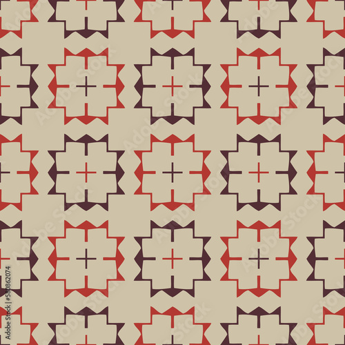Seamless pattern with ethnic geometric ornament. Retro abstract illustration.