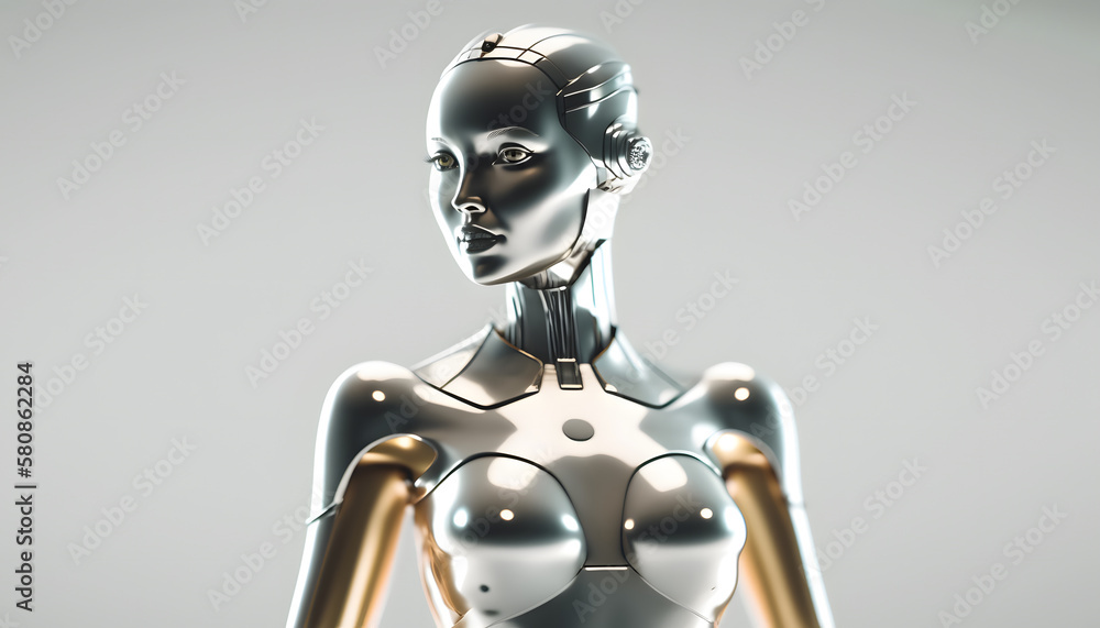 3d render of a robot woman in white background, shiny robot, robot woman figure 3d render of a robot woman in white background, shiny robot, robot woman figure