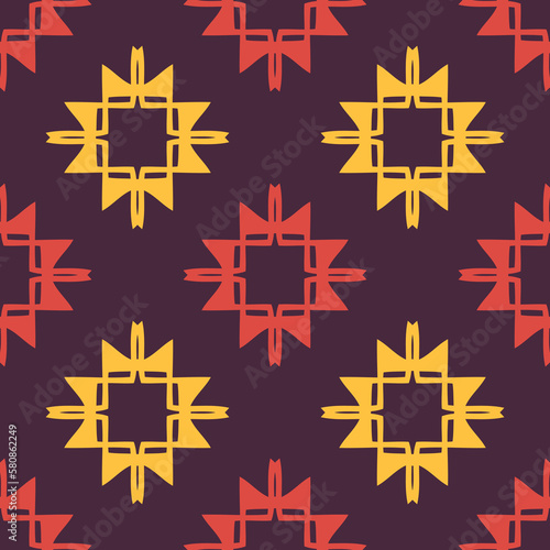 Seamless pattern with ethnic geometric ornament.