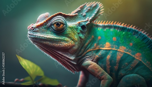 Chameleon close-up  nature  animals. Generative AI