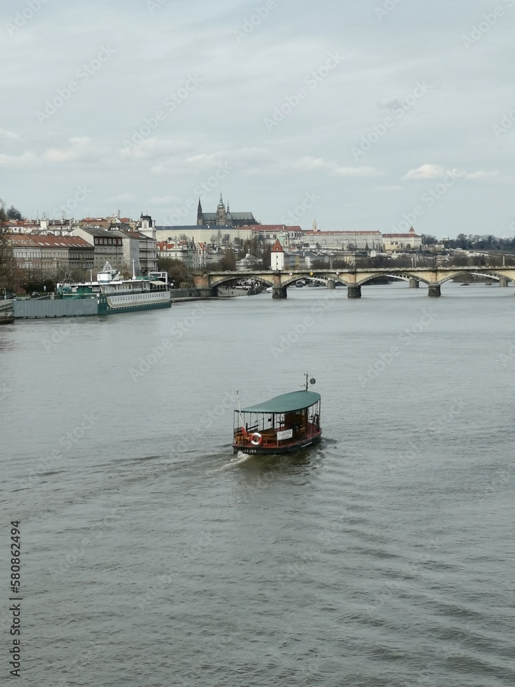 Fototapeta premium boats in the harbor Prague praha