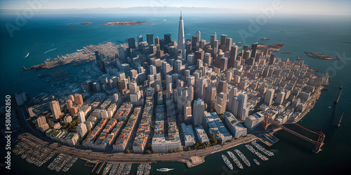 Aerial view of San Francisco cityscape - Generative AI