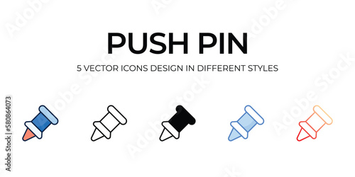 push pin icons set vector illustration. vector stock,