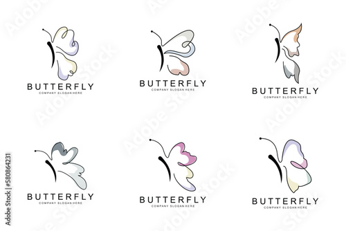 Butterfly Logo Design  Beautiful Flying Animal  Company Brand Icon Illustration  Screen Printing  Salon