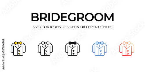 bridegroom icons set vector illustration. vector stock,