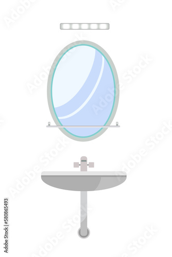 Bathroom sink with mirror and lights vector ilustration