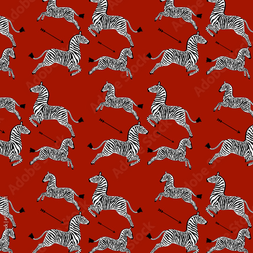 Masai Red Zebra Safari Scalamandre seamless repetitive pattern vector artwork