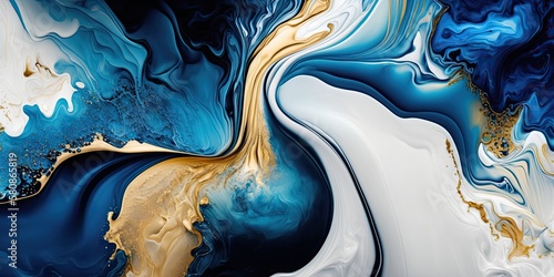 Blue White and Gold Liquid ...