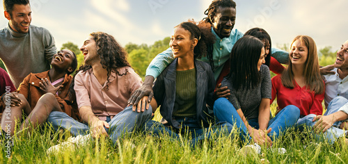 Multicultural Group of Friends Enjoying Outdoor Activities in a Park