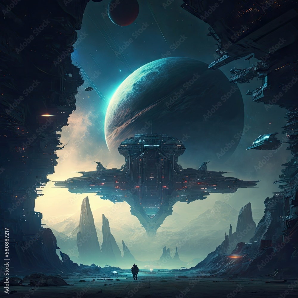 Scifi Art Wallpaper Background Stock Illustration | Adobe Stock