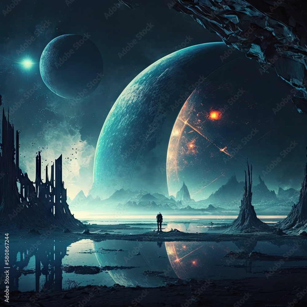 Scifi Art Wallpaper Background Stock Illustration | Adobe Stock