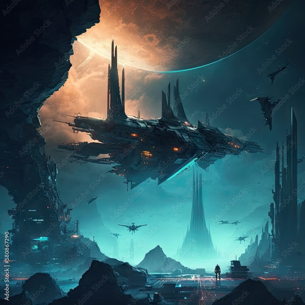 Scifi Art Wallpaper Background Stock Illustration | Adobe Stock
